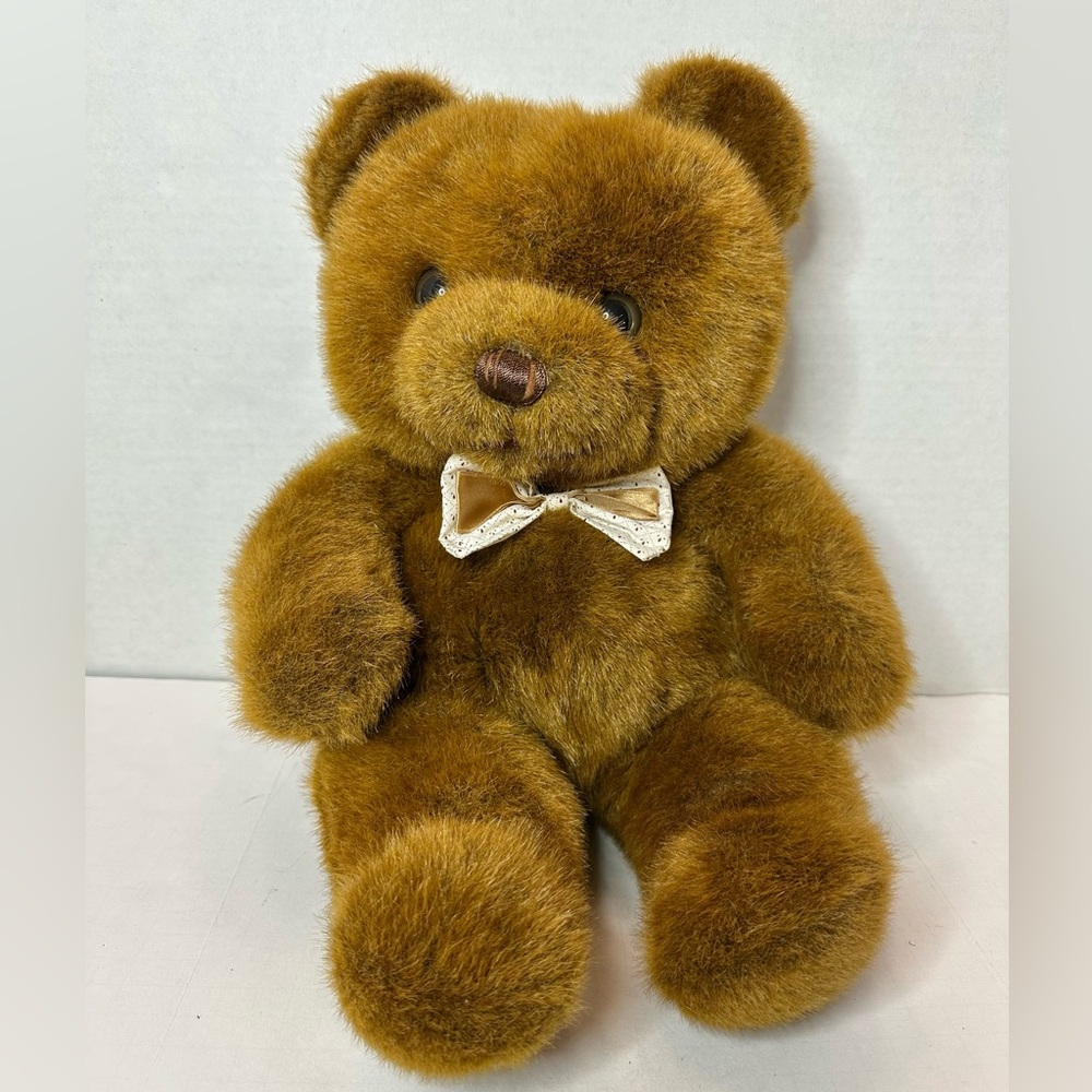 Cuddle Wit Dark Brown Bear Stuffed Animal Sitting 14 inch Plush with Bow Tie